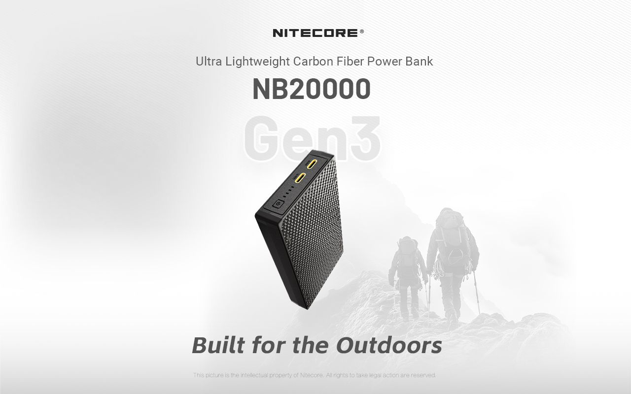 Nitecore NB20000 Gen3 QC Dual Port USB-C Power Bank 20000mAh Compact Lightweight Travel Companion