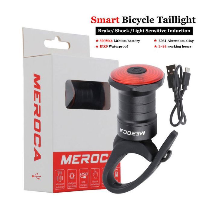 Smart Bicycle Tail Light with Auto Start Stop Brake Light USB Charge IPX6 Waterproof Cycling Safety Light