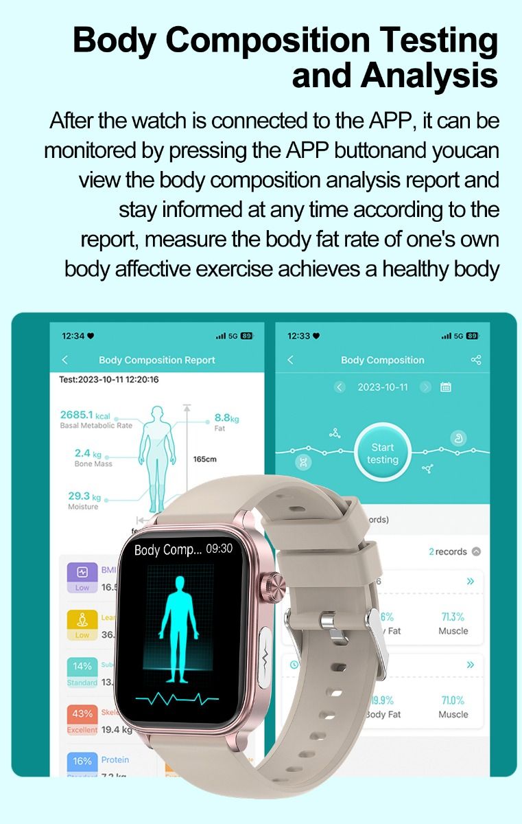 ET570 Blood Glucose Smart Watch ECG Heart Rate Blood Pressure Smartwatch
