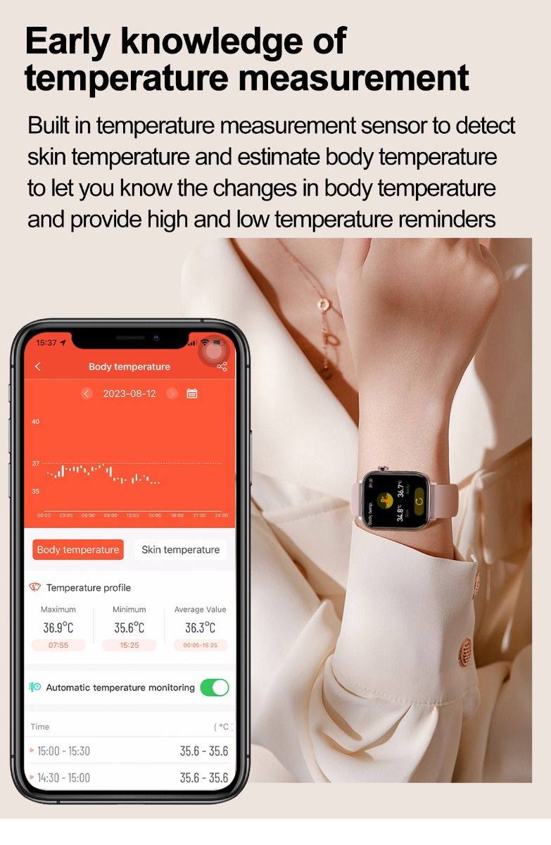 ET570 Blood Glucose Smart Watch ECG Heart Rate Blood Pressure Smartwatch