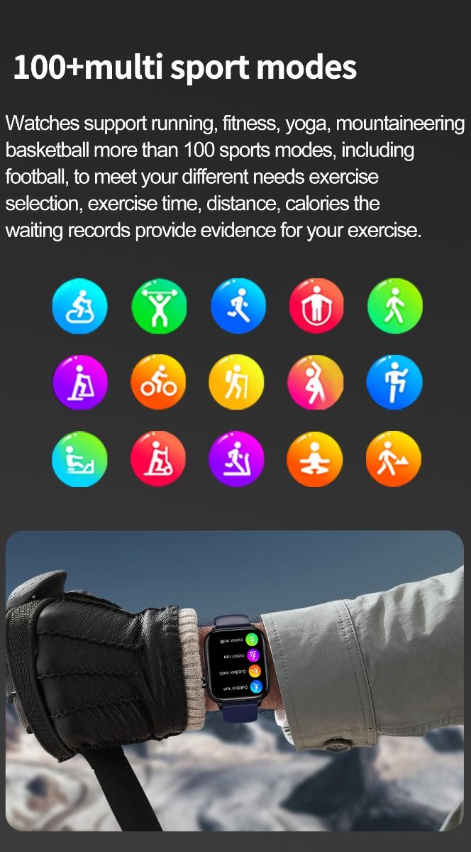 ET570 Blood Glucose Smart Watch ECG Heart Rate Blood Pressure Smartwatch