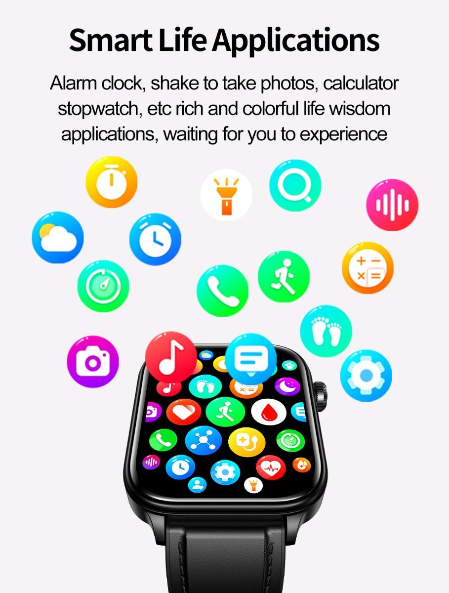 ET570 Blood Glucose Smart Watch ECG Heart Rate Blood Pressure Smartwatch