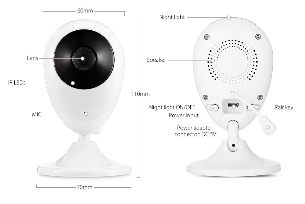 SP880 Wireless Baby Monitor 2.4 Inch LCD High-Definition Video Two-Way Audio Night Vision for Baby Care