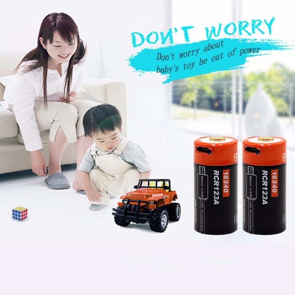16340 650mAh 3.7V Micro USB Rechargeable Li-ion Battery Eco-Friendly Long-Lasting for Flashlights and Gear