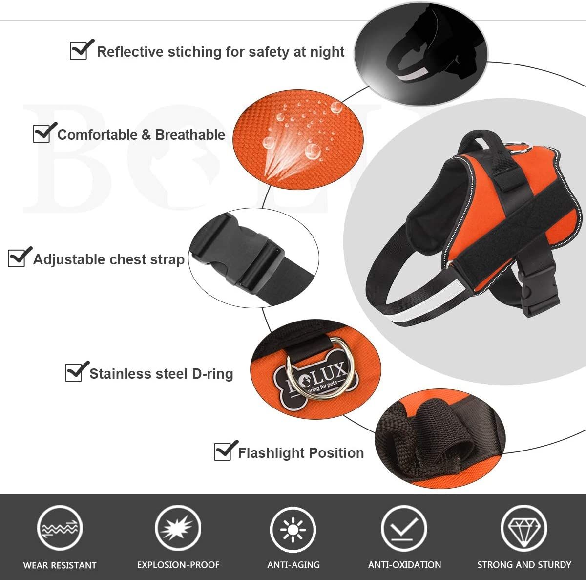 No-Pull Reflective Dog Vest with Handle Adjustable Harness for Medium Breeds Comfortable Walking Gear