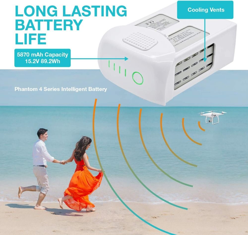 DJI Phantom 4 Series 15.2V 5870mAh Li-Po Battery High Capacity Lightweight Quick Charging for FPV Quadcopter