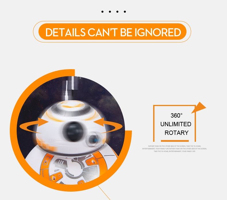 Star Wars BB-8 Remote Control Robot 20.5cm Intelligent RC Toy 360° Rotation Fun for Kids and Collectible