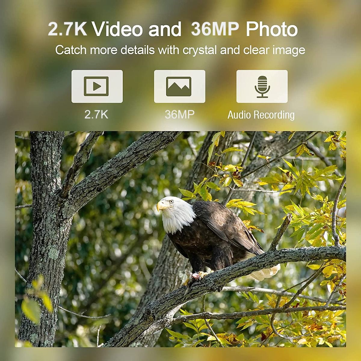 HC-900A 36MP Trail Camera 2.7K HD with Invisible Infrared Night Vision Perfect for Wildlife and Outdoor Use