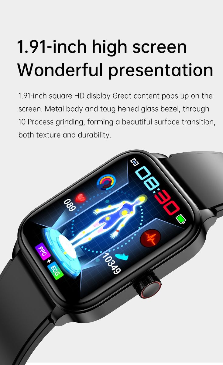 ET540 Blood glucose ECG Body temperature Blood pressure Blood oxygen Heart rate Bluetooth call Smartwatch Fitness Tracker