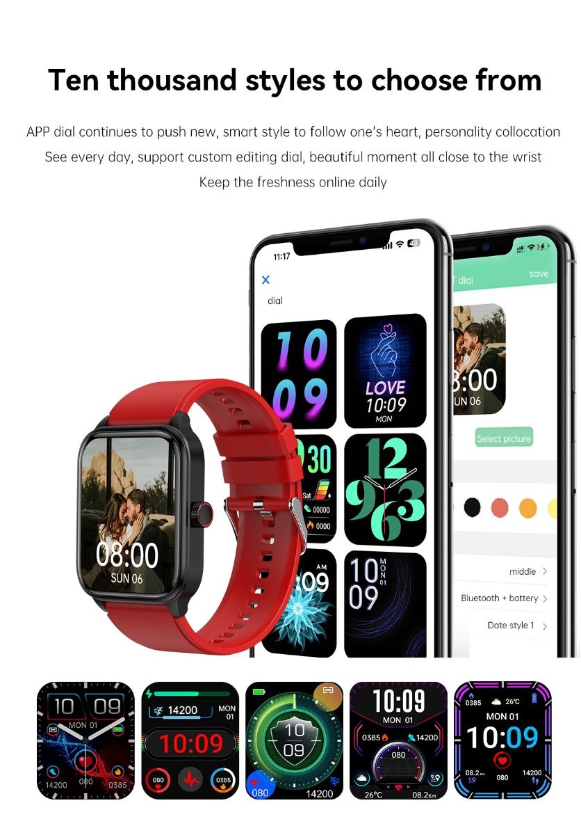ET540 Blood glucose ECG Body temperature Blood pressure Blood oxygen Heart rate Bluetooth call Smartwatch Fitness Tracker