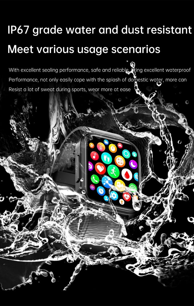 ET540 Blood glucose ECG Body temperature Blood pressure Blood oxygen Heart rate Bluetooth call Smartwatch Fitness Tracker
