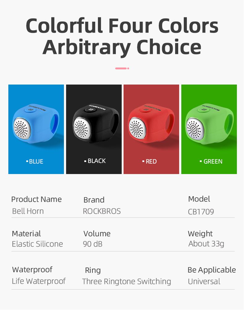 ROCKBROS Electric Cycling Bell with 90 dB Horn Rainproof Design MTB Handlebar Accessory for Safe Riding