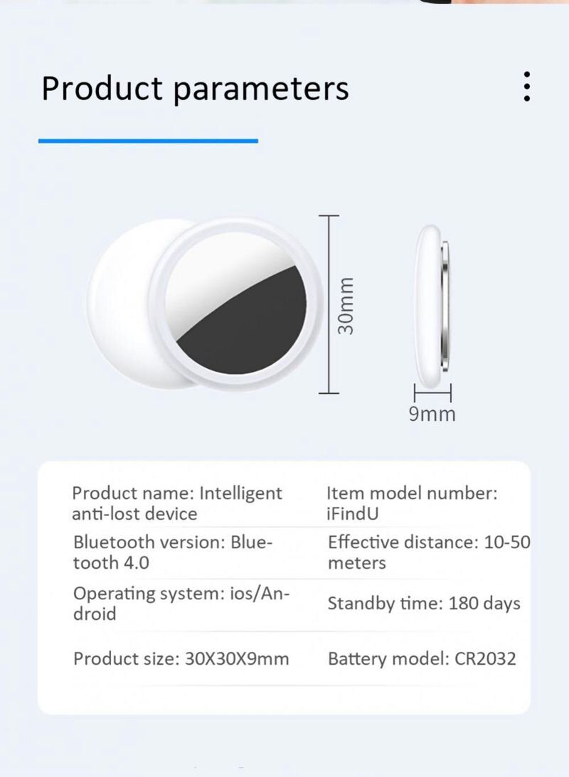 Mini GPS Tracker Bluetooth 4.0 Smart Locator Lightweight Anti-Lost Device for Keys Pets Kids Real-Time Location