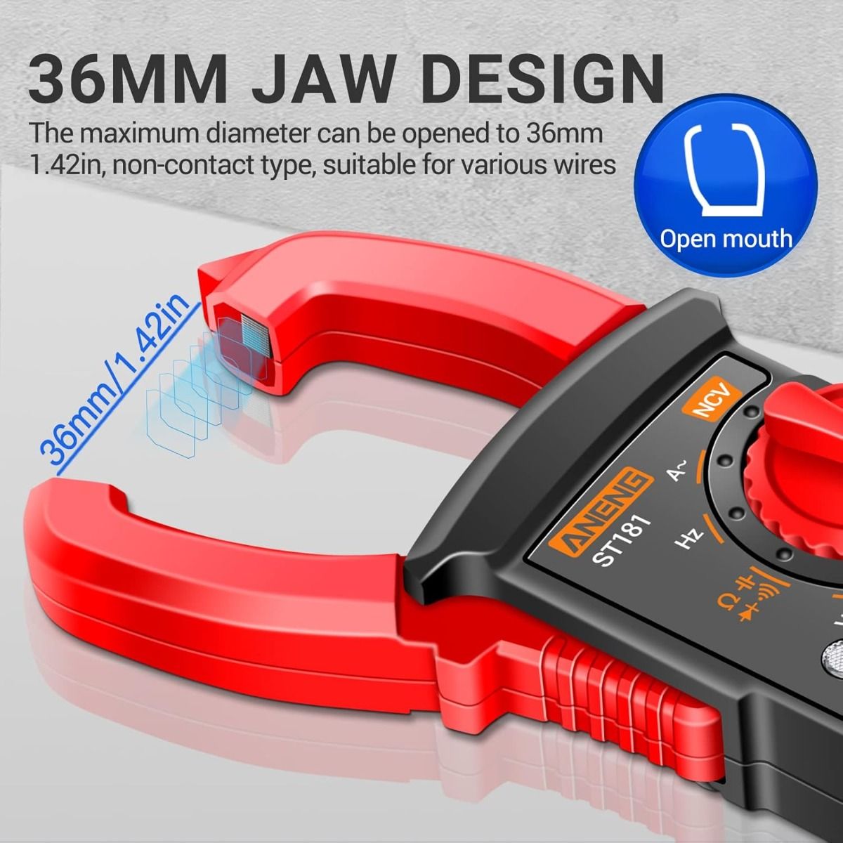 ANENG ST180 Digital Clamp Meter Multimeter Tester 4000 Counts with NCV Amp Ohm Volt Measures AC Current, AC/DC Voltage,Capacitance, Resistance, Diodes, Continuity Frequency Backlight Electrican Tools