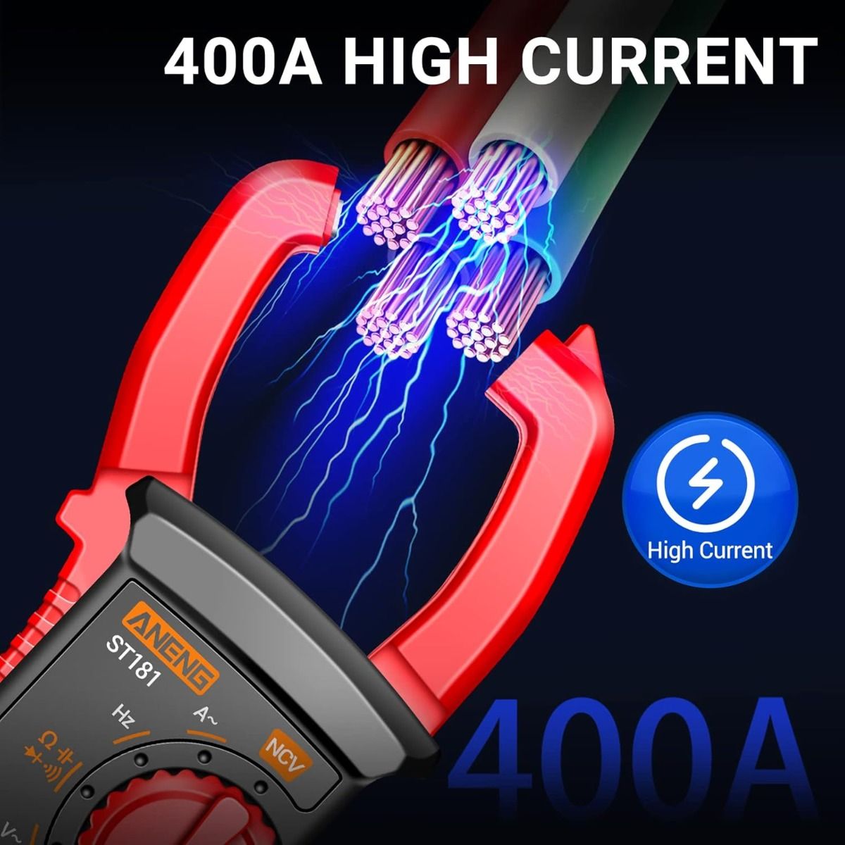ANENG ST180 Digital Clamp Meter Multimeter Tester 4000 Counts with NCV Amp Ohm Volt Measures AC Current, AC/DC Voltage,Capacitance, Resistance, Diodes, Continuity Frequency Backlight Electrican Tools