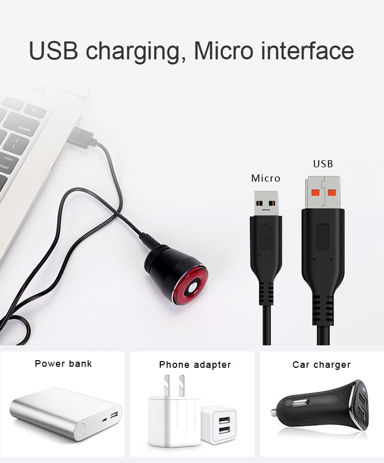 ANTUSI Q5 Smart Bicycle Taillight Brake Sensing LED Cycling Light IPx6 Waterproof Perfect for City Commuting
