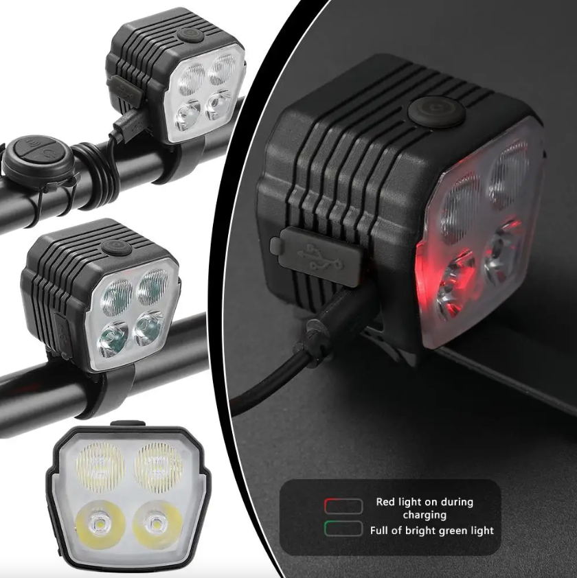 Bicycle Headlight Horn 2-In-1 mtb Bike Near And Far Lights 2/4 Lamp Beaded Wire Control Bell Horn Bike Accessories