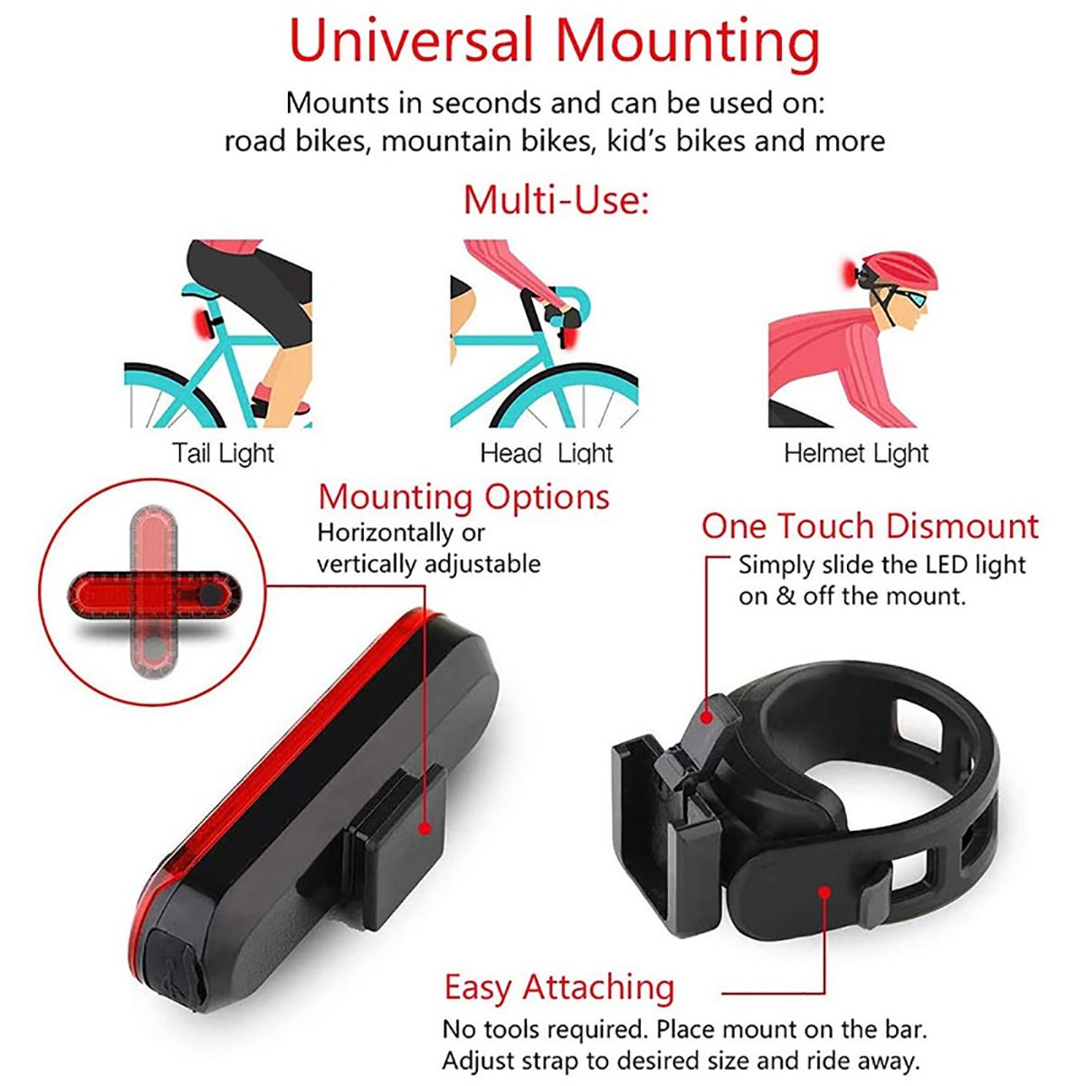 USB Rechargeable Ultra Bright Bike Tail Light with LED Technology Compact Design for Cycling Safety