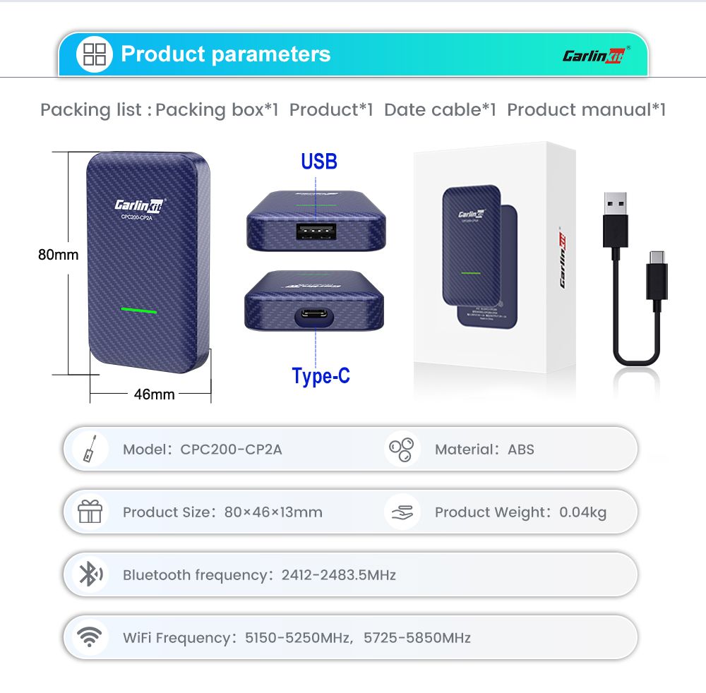 CarlinKit 4.0 Wireless CarPlay Box for Audi VW Porsche Kia Plug and Play Easy Setup Hands-Free Connectivity