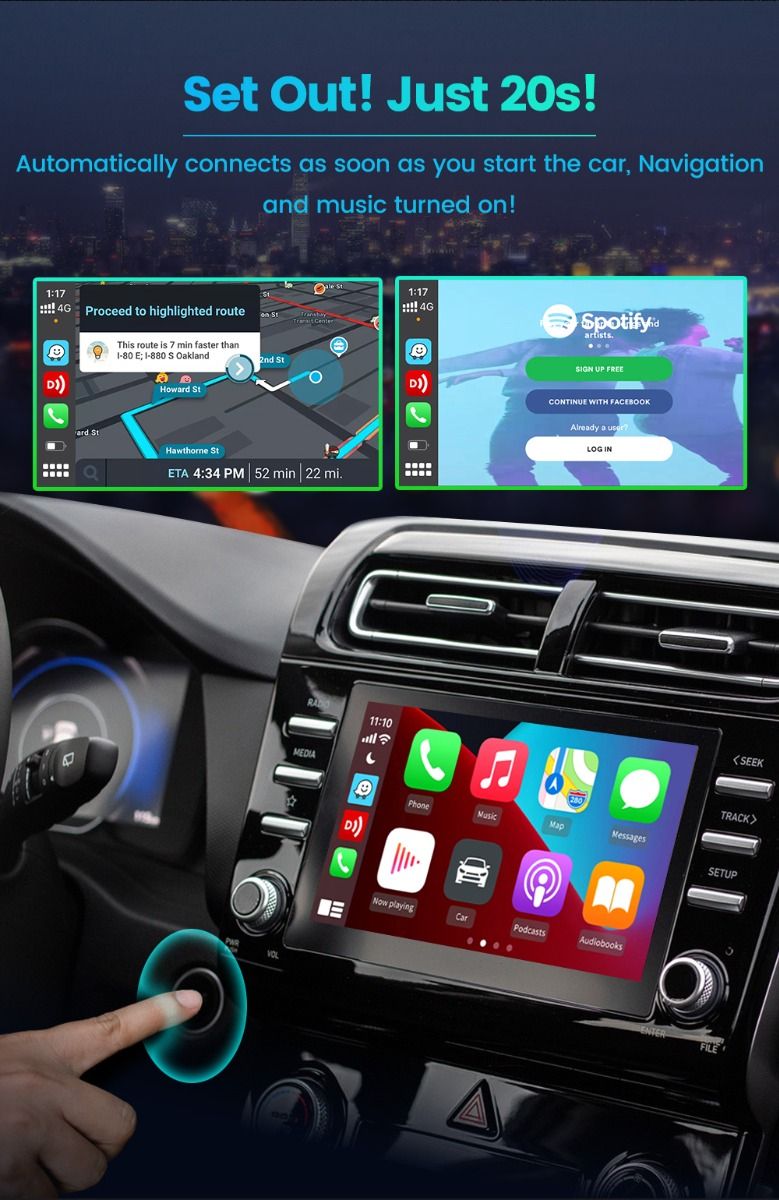 CarlinKit 4.0 Wireless CarPlay Box for Audi VW Porsche Kia Plug and Play Easy Setup Hands-Free Connectivity