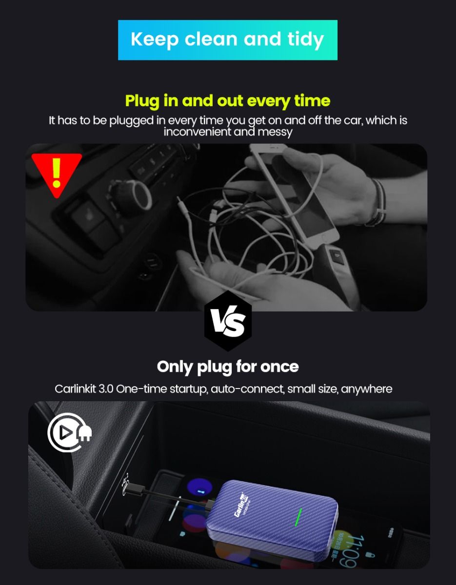 CarlinKit 4.0 Wireless CarPlay Box for Audi VW Porsche Kia Plug and Play Easy Setup Hands-Free Connectivity