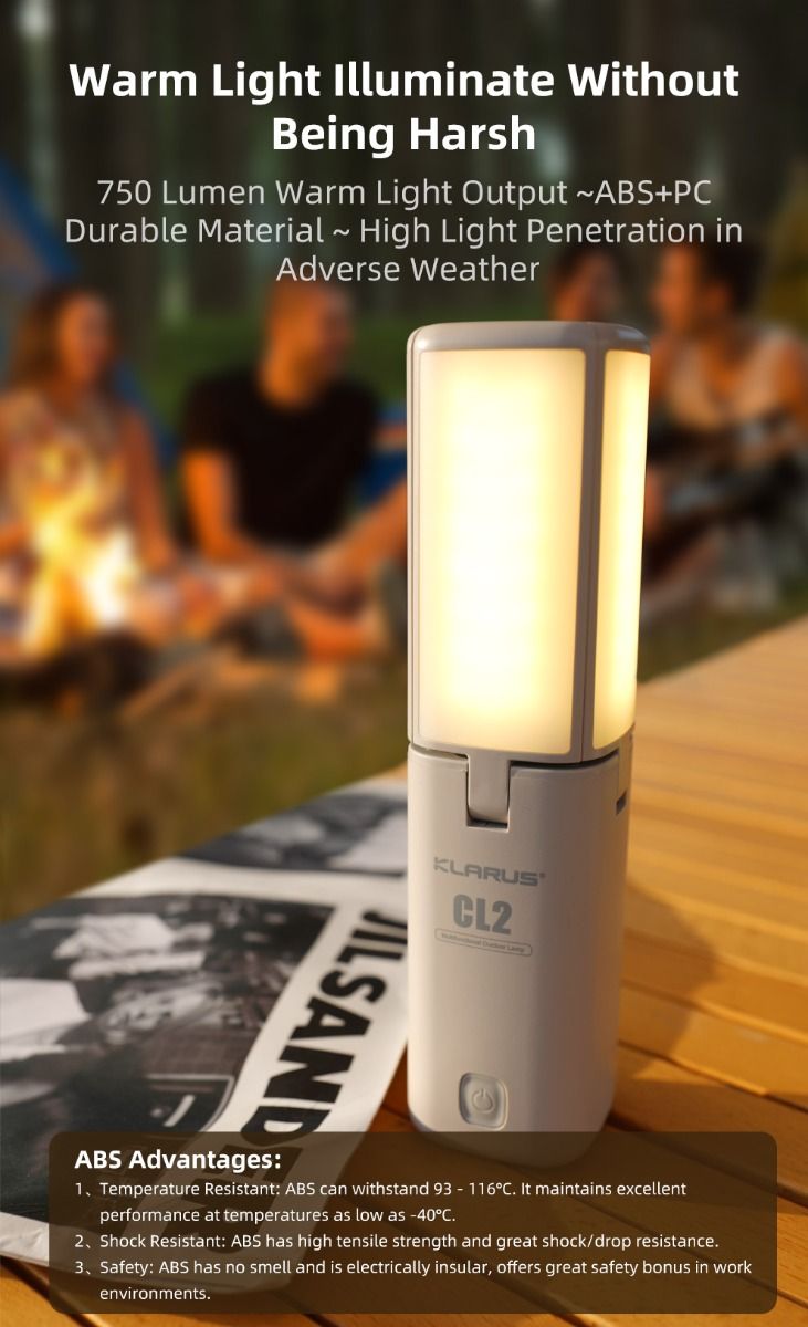 Klarus CL2 750 Lumen Freefolding Camping Light Portable Eye-caring Versatile Lamp with 7 Light Modes