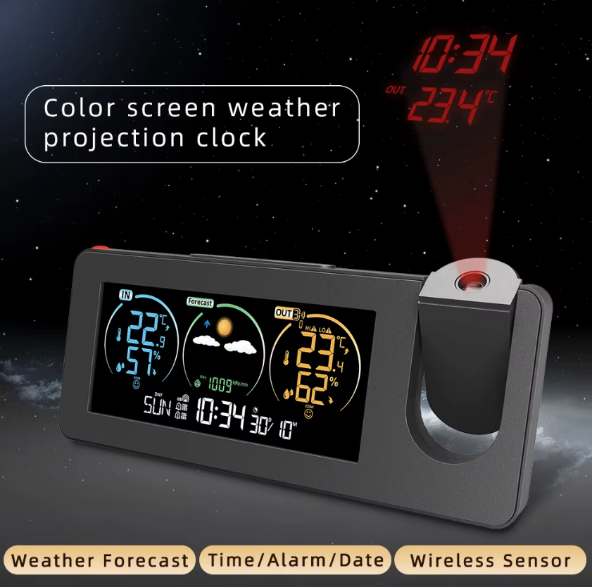 Innovative Projection Clock Wall Digital Alarm with Weather Forecast Stylish Design for Home Decor