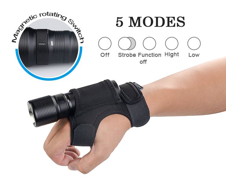 TrustFire TR-DF008 LED Diving Flashlight 700 Lumens 3-Mode Magnetic Switch Durable IPX8 Waterproof Flashlight