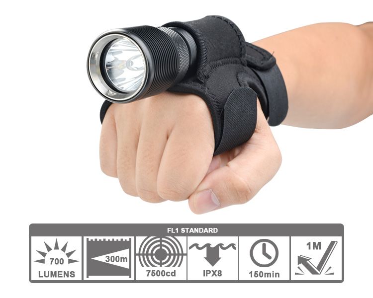 TrustFire TR-DF008 LED Diving Flashlight 700 Lumens 3-Mode Magnetic Switch Durable IPX8 Waterproof Flashlight