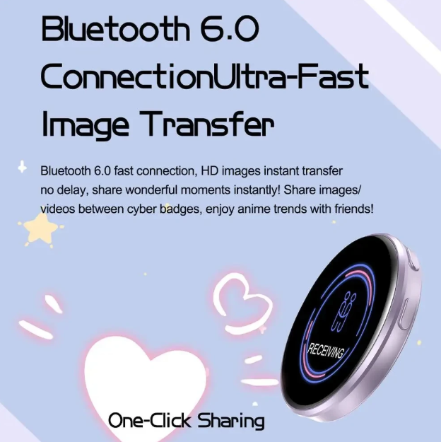 Electronic Badge 1.7-Inch HD Touch Screen Bluetooth 6.0 LED GIF Video Playback