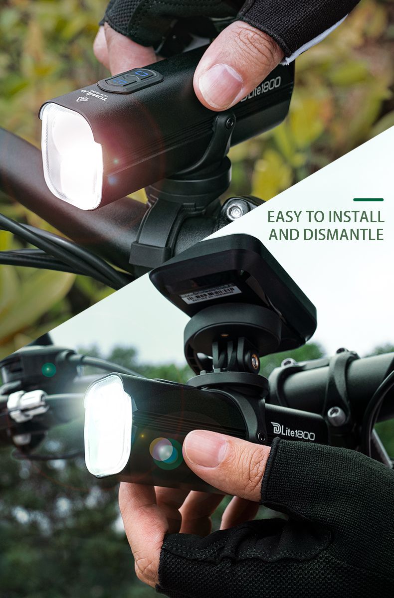 TOWILD DLite 1800 USB Rechargeable Bike Light 2100 Lumens Waterproof Headlight Cycling Safety 5000mAh Battery