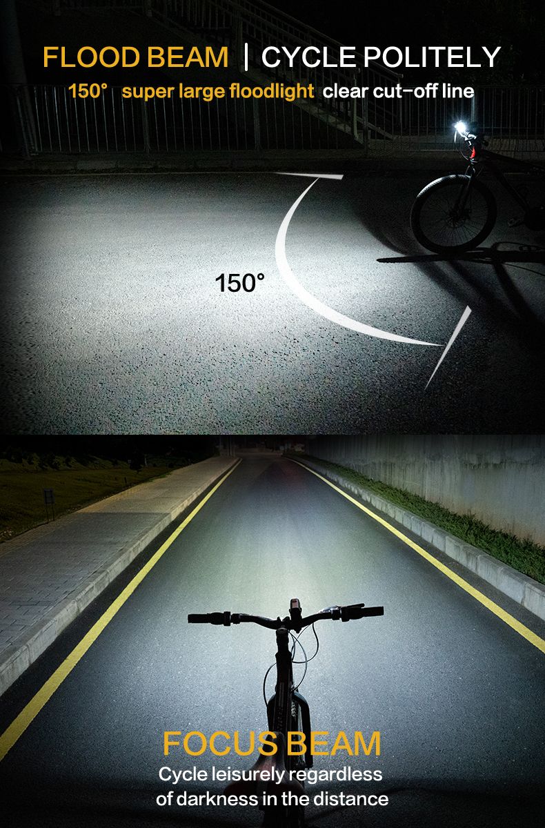 TOWILD DLite 1800 USB Rechargeable Bike Light 2100 Lumens Waterproof Headlight Cycling Safety 5000mAh Battery