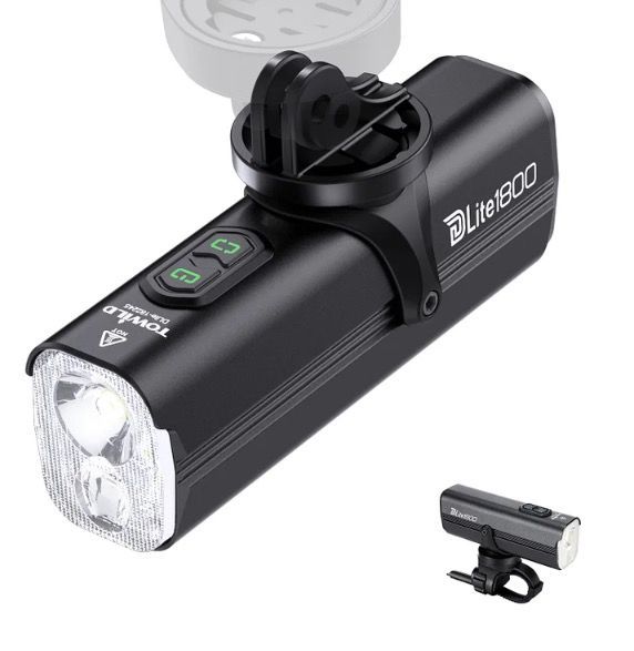 TOWILD DLite 1800 USB Rechargeable Bike Light 2100 Lumens Waterproof Headlight Cycling Safety 5000mAh Battery