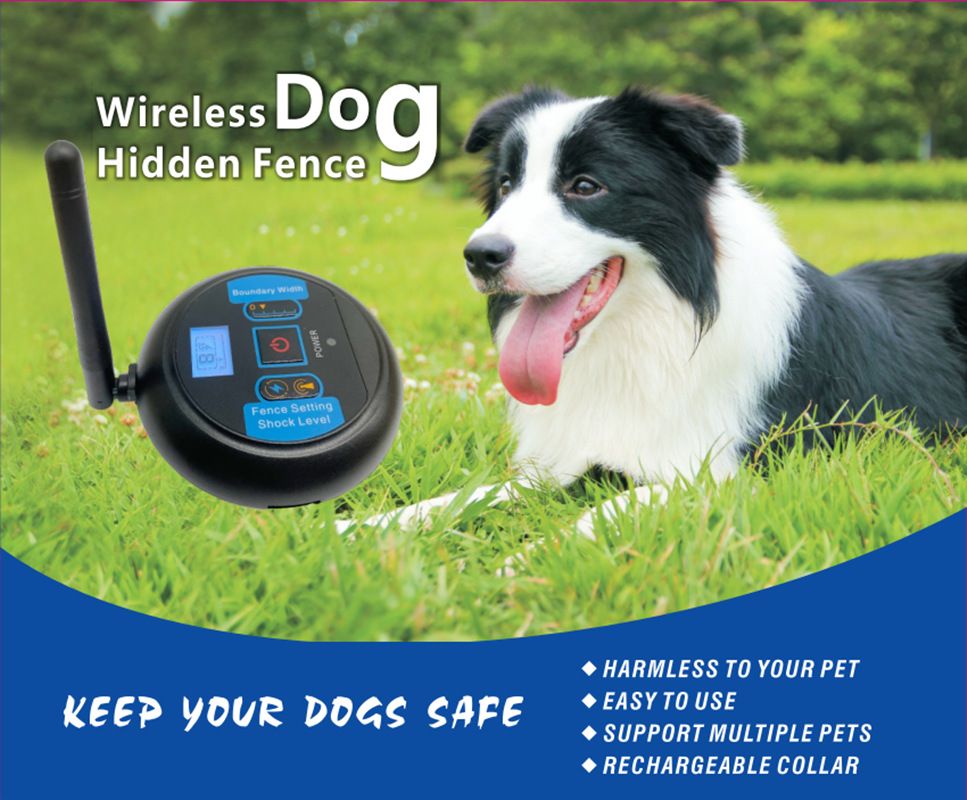 Wireless Dog Electric Fence System Rechargeable Collar Waterproof Adjustable Safe Play Area for Dogs 200 Meters