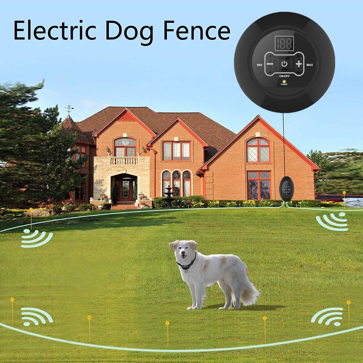 Wireless Dog Electric Fence System Rechargeable Collar Waterproof Adjustable Safe Play Area for Dogs 200 Meters