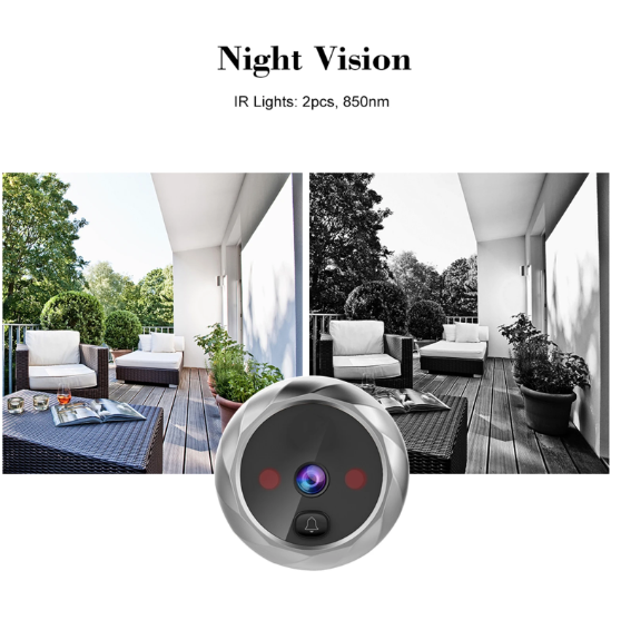 Digital Door Viewer Peephole Door Camera Doorbell 2.8-inch Night Vision Photo Shooting Digital Door Monitoring for Home Security