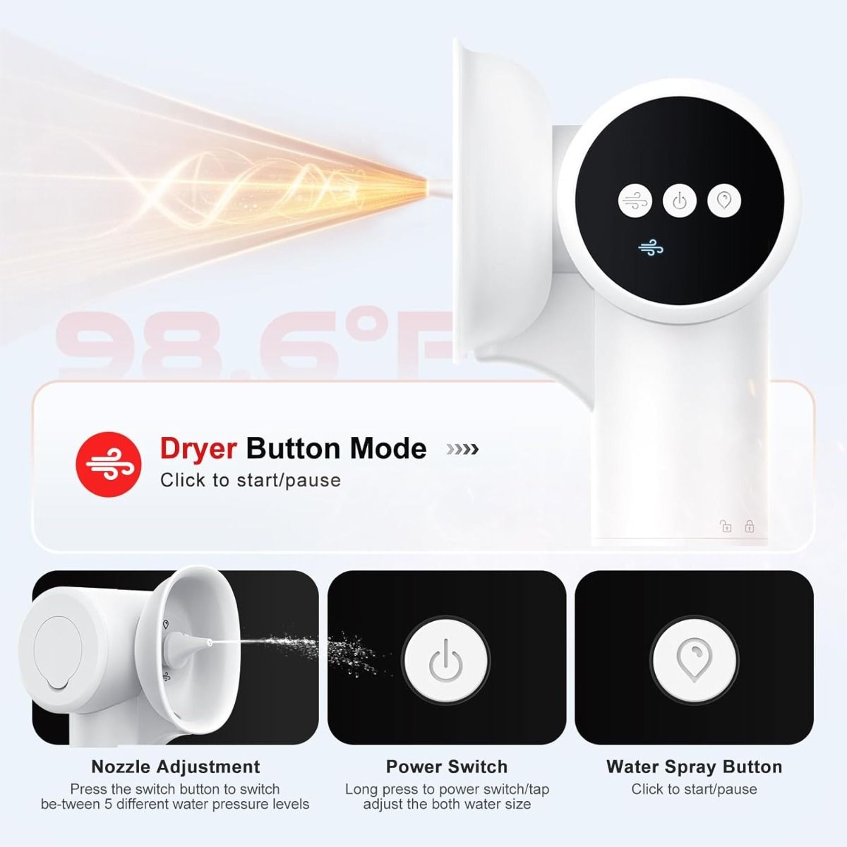 Electric Ear Cleaner with 5 Pressure Settings and Mild Drying