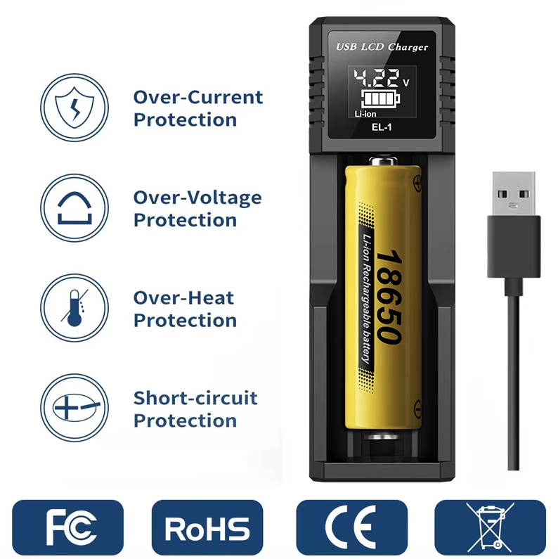 USB LCD Battery Smart Charger Efficient Charger for 18650 AA AAA Batteries with LCD Display Versatile and Portable