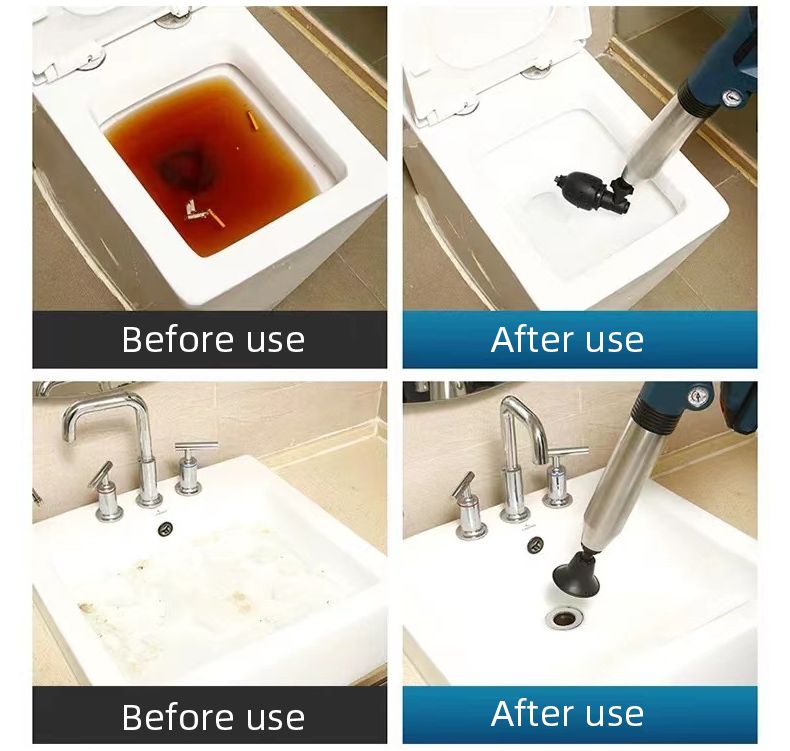 Electric Sewer Dredge Tools with Clogged Toilet Plungers and Air Drain Blaster Gun for Efficient Plumbing Solutions