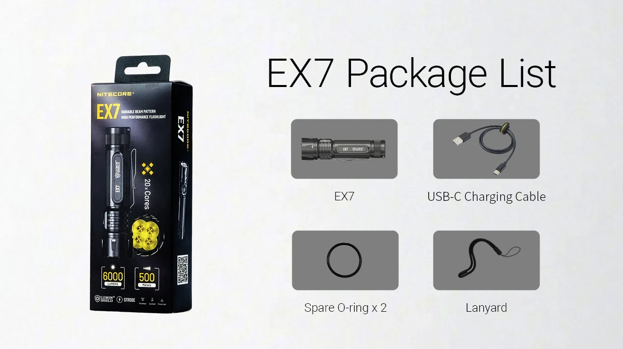 Nitecore EX7 6000 Lumen USB-C Rechargeable Flashlight 
