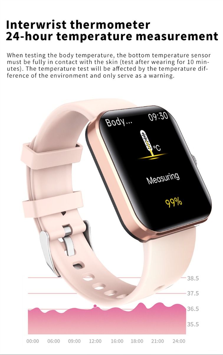 F57L Smart Watch Blood Glucose Blood Pressure Heart Rate Temperature Monitoring Sport Monitoring 1.91 Inch Sn