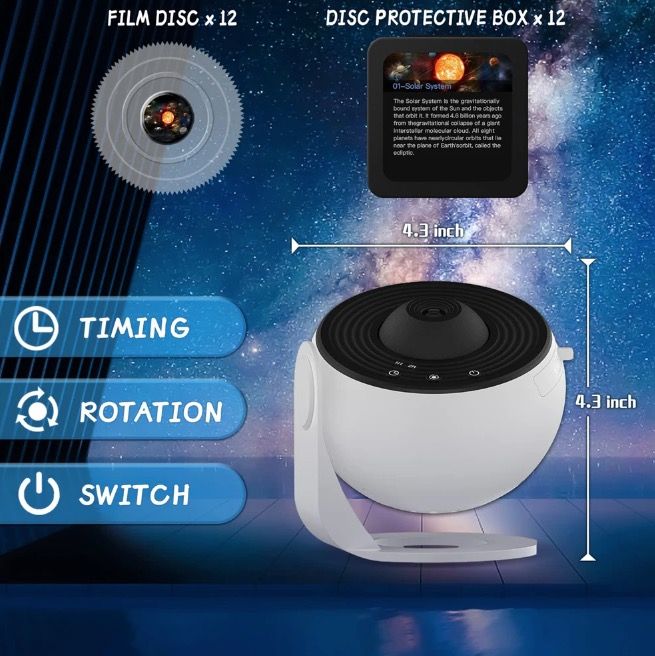 Night Light Galaxy Projector 12-in-1 Planetarium Lamp for Kids with 360° Rotate Soothing Ambiance