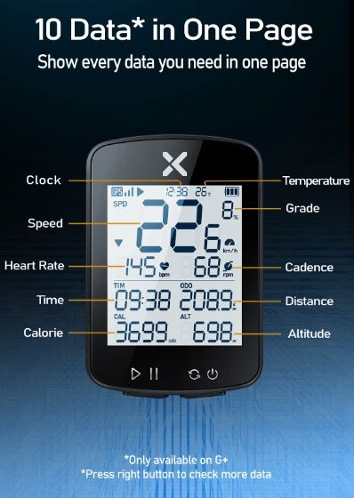 XOSS G+ G2 Bike Computer GPS Generation Wireless Speedometer Tracker with Custom Display and Heart Rate Sensor