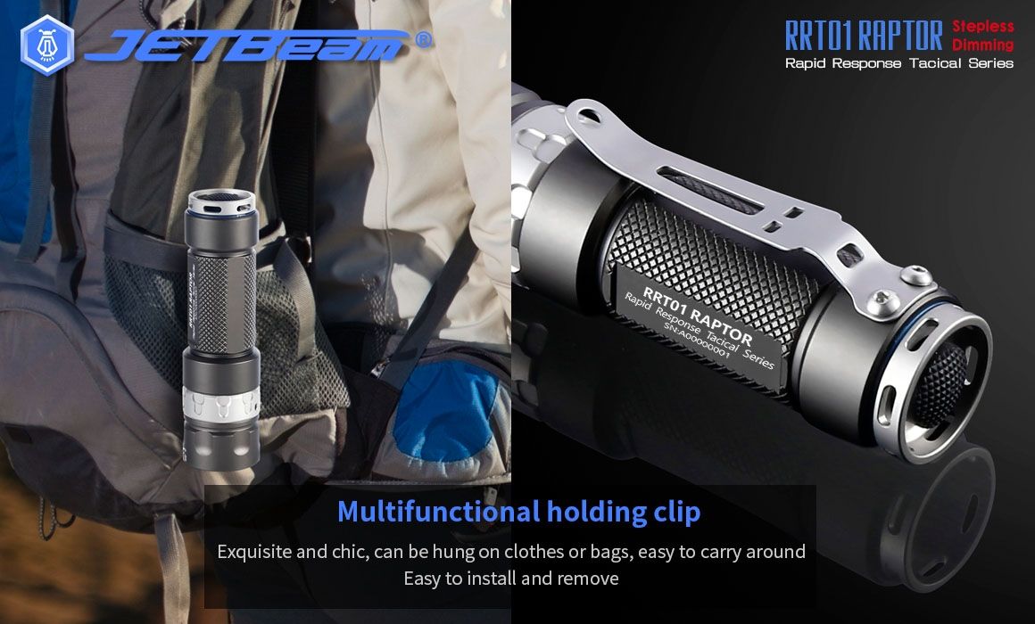 JETBeam JET-RRT01 XP-L 950 Lumen LED EDC Flashlight Durable Outdoor Lighting for Camping Hiking