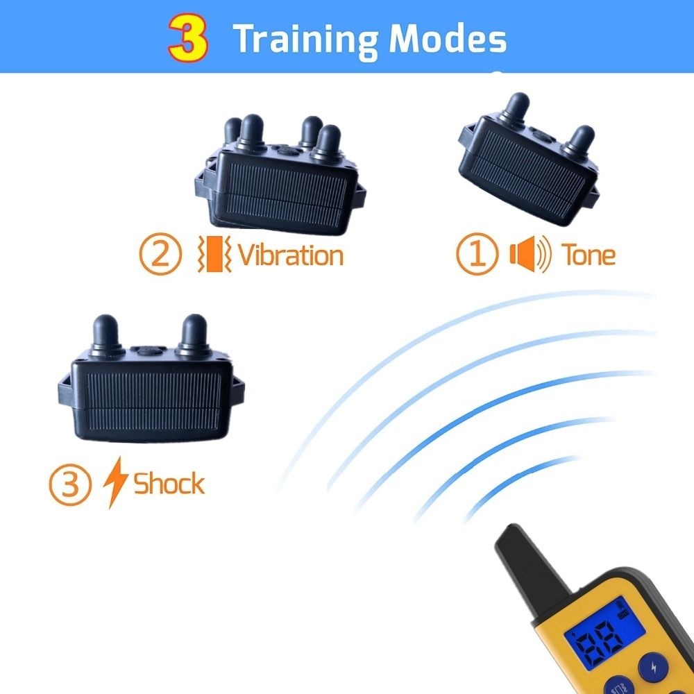 Waterproof Electric Dog Training Collar 1000m Range Adjustable Stimulation Levels for Humane Training