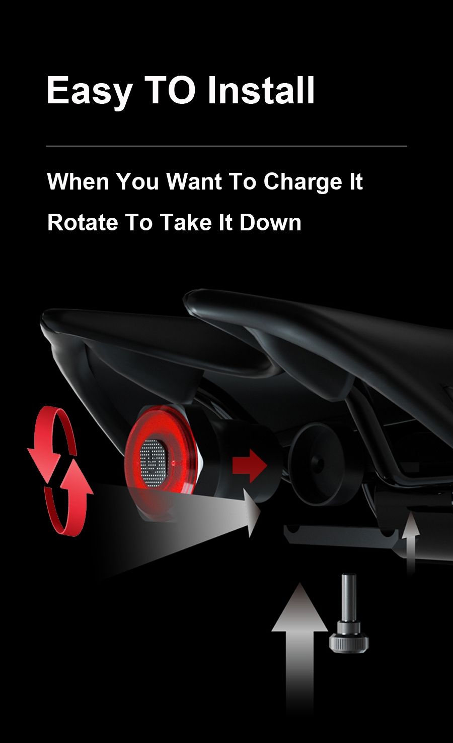 Smart Bicycle Tail Light with Auto Start Stop Brake Light USB Charge IPX6 Waterproof Cycling Safety Light