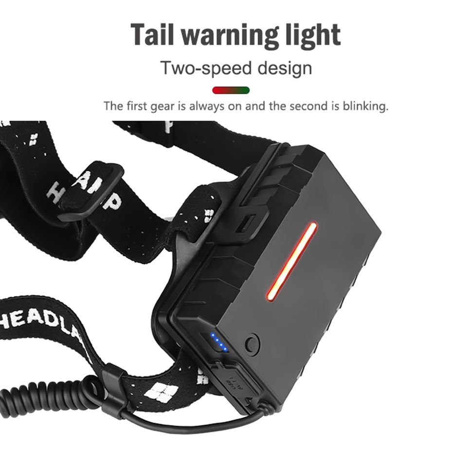 XHP70 LED Headlamp 8000LM USB Rechargeable Outdoor Light IPX5 Waterproof Adjustable Modes for Camping and Hiking