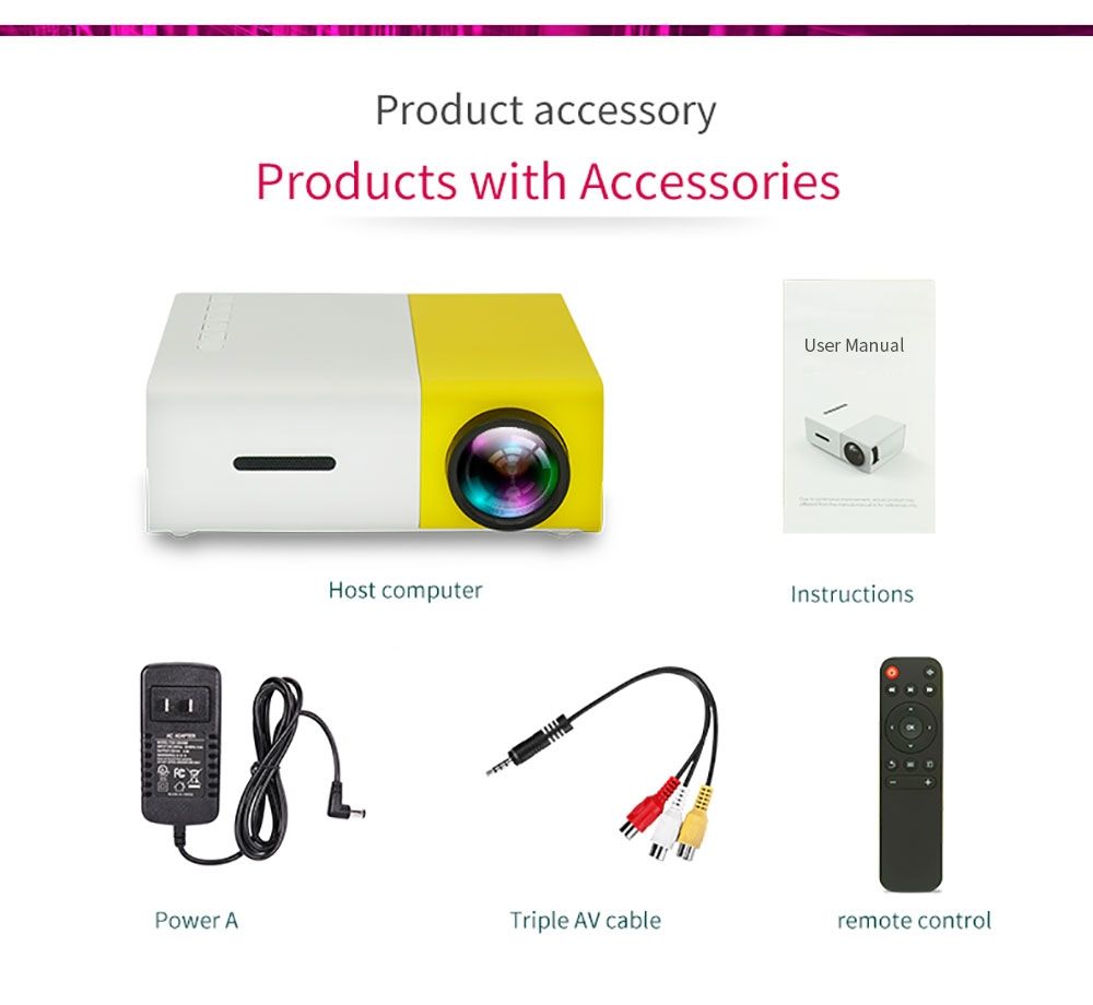YG300 LED Mini Projector Compact Portable Projector 1080P Bright Projection for Movie Night and Gaming Adventures