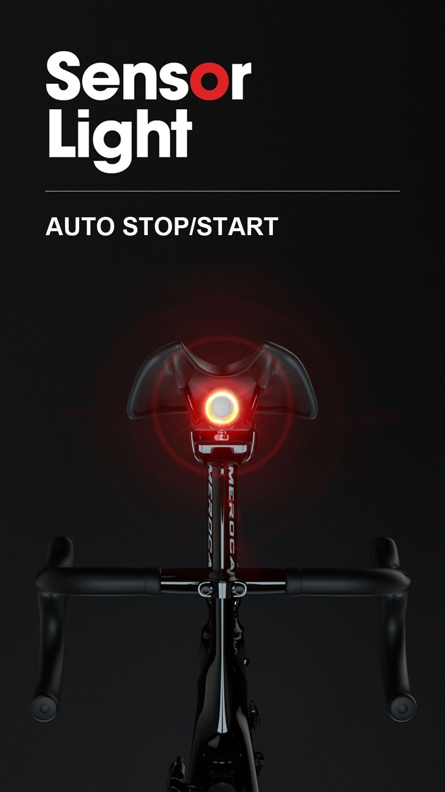 Smart Bicycle Tail Light with Auto Start Stop Brake Light USB Charge IPX6 Waterproof Cycling Safety Light