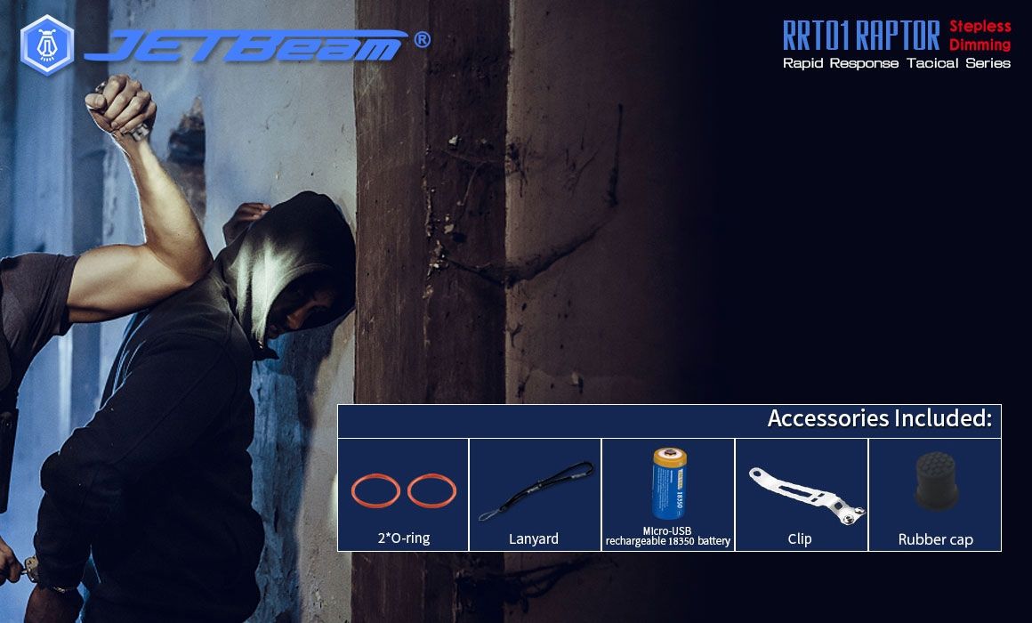 JETBeam JET-RRT01 XP-L 950 Lumen LED EDC Flashlight Durable Outdoor Lighting for Camping Hiking